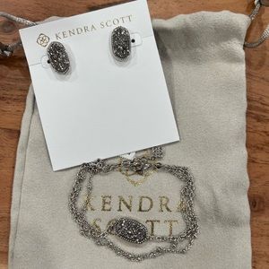 Kendra Scott Ellie and Elaina Platinum Drusy set! New, never worn w/gift box
